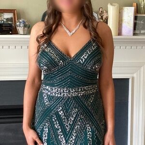 Emerald Beaded Marina prom gown size 10